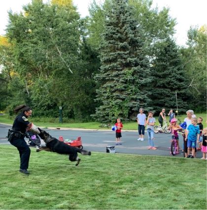 Officer demonstration with K9