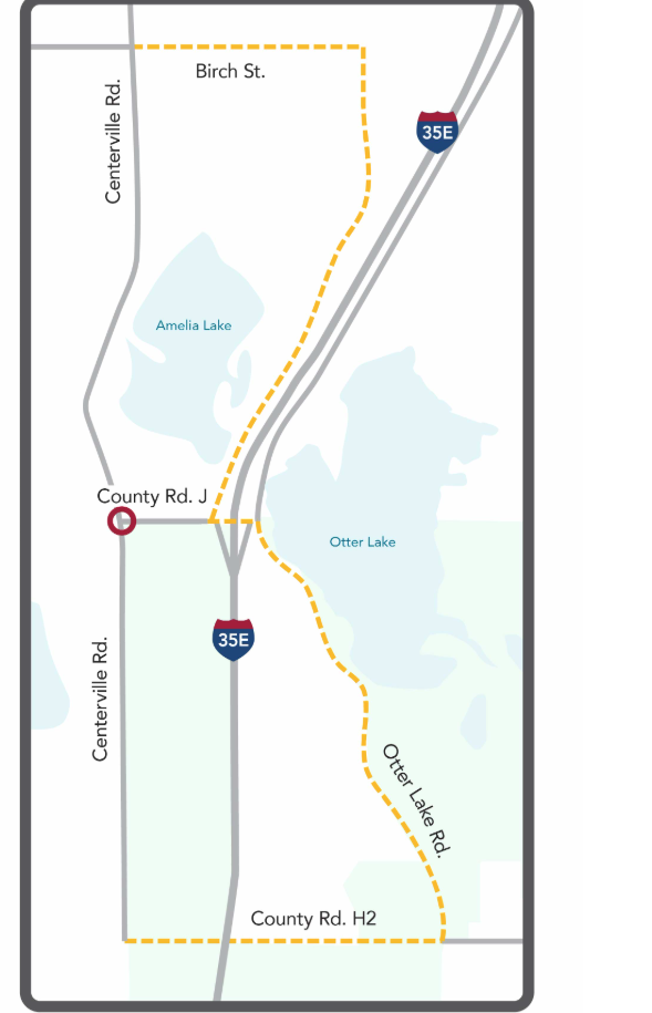 Detour map image of Cty Rd J and I-35E